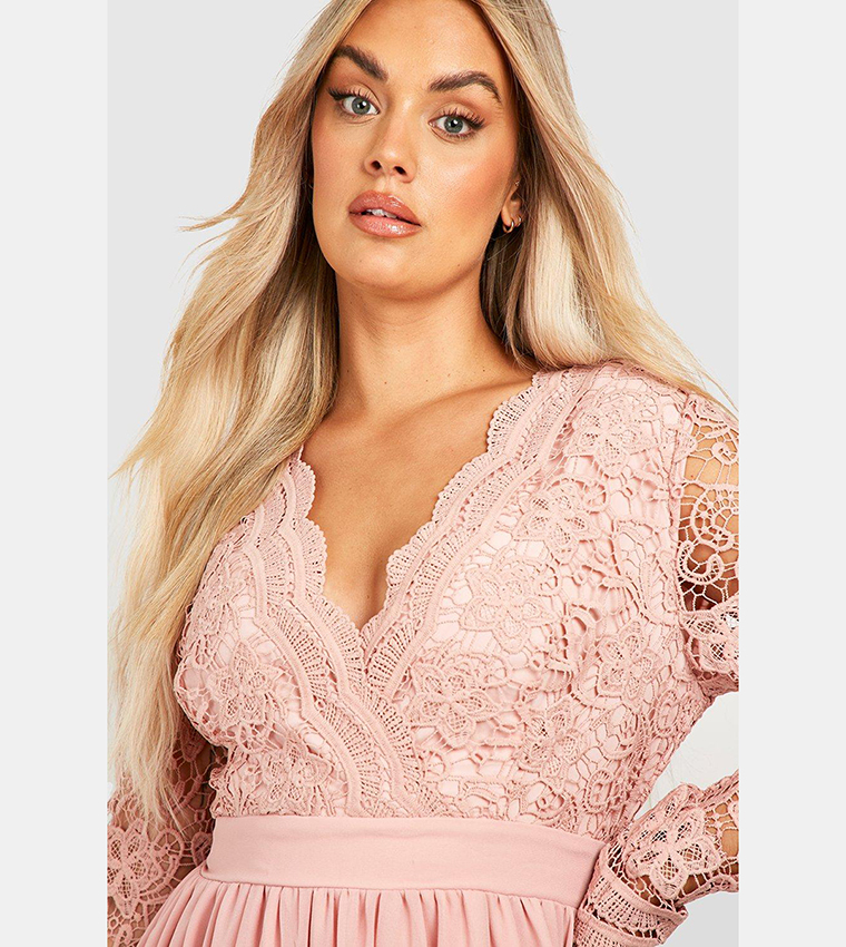 boohoo lace midi skater dress Black Lace Ruffle Sleeve Skater Midi Dress