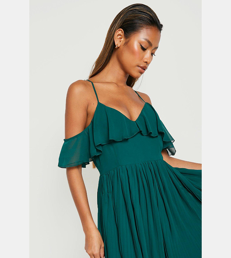 boohoo dresses bridesmaid Women's Crepe Fold Detail Bridesmaid Maxi Dress, Blush