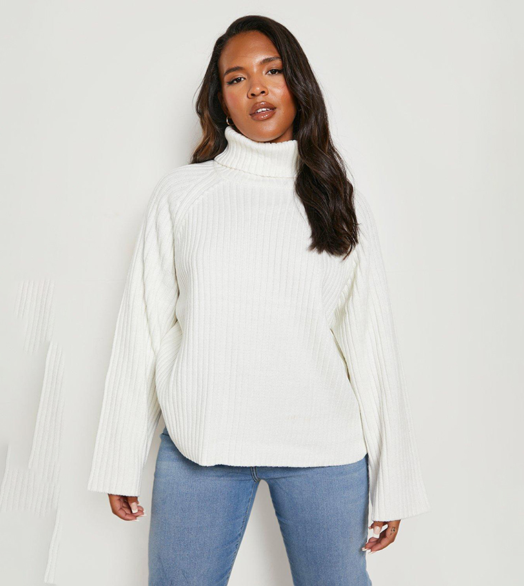 Buy Boohoo Chunky Roll Neck Knit Sweater In White 6thStreet Qatar