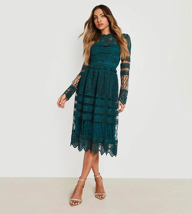 boutique lace skater bridesmaid dress Buy Boohoo Boutique Lace Skater Bridesmaid Dress In Green