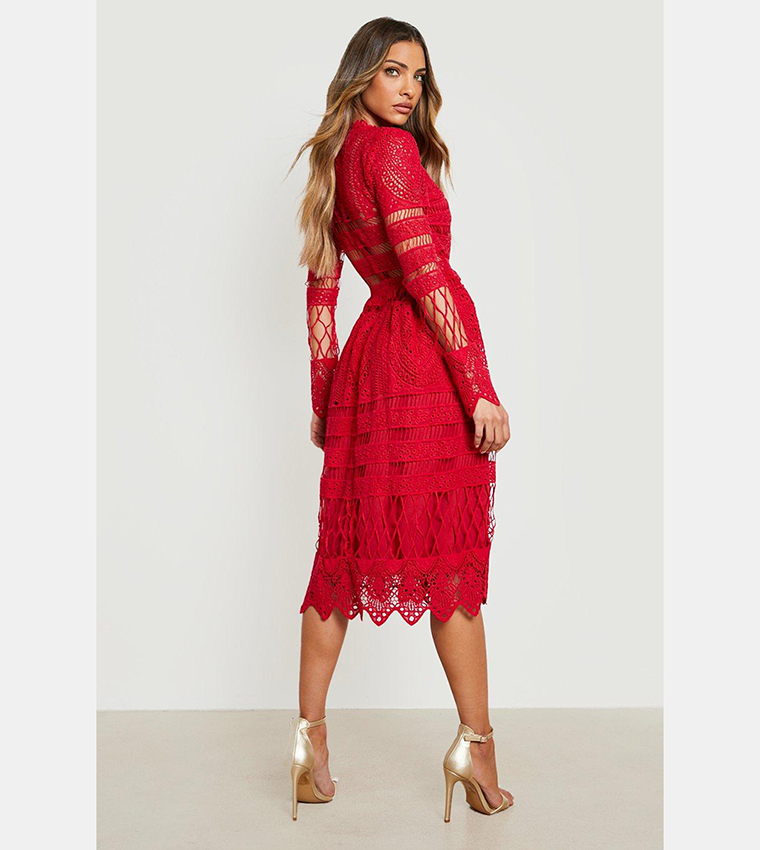 boutique lace skater bridesmaid dress Berry Boutique Lace Midi Skater Bridesmaid Dress