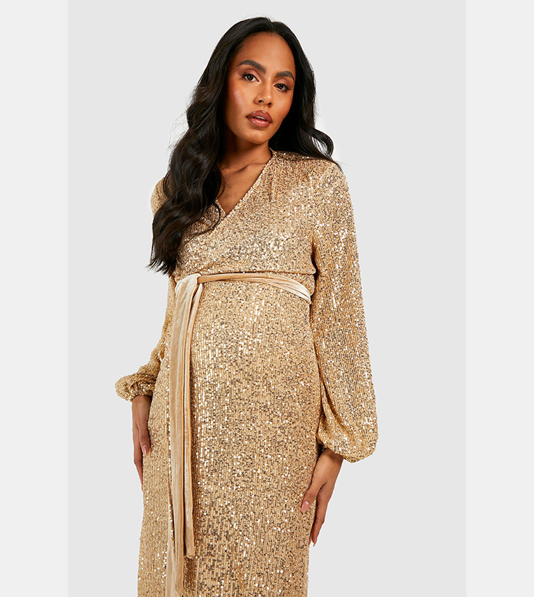 Sequin maternity outlet maxi dress