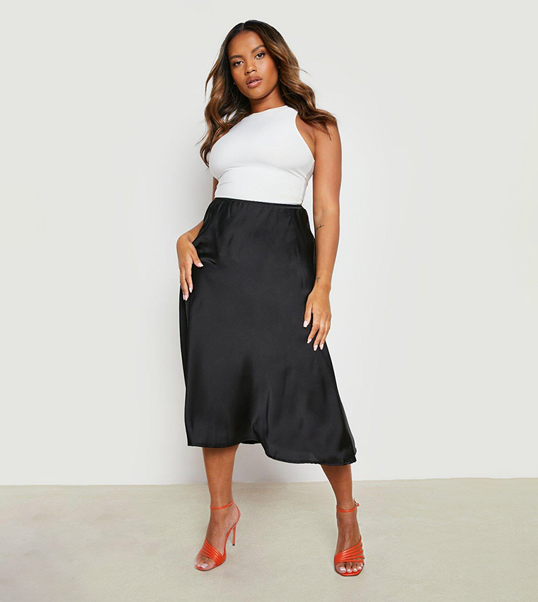 Black a line 2024 midi skirt plus size