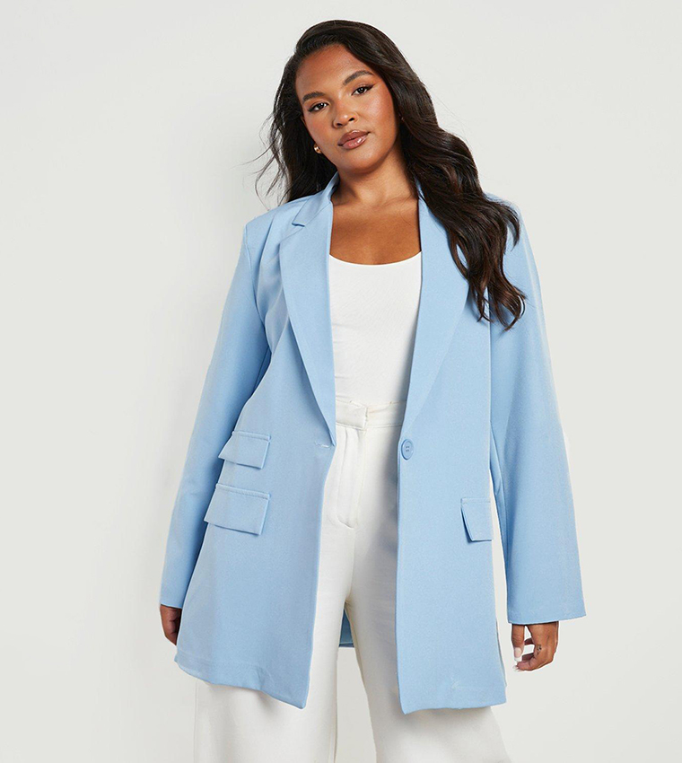 Pale blue outlet blazer dress