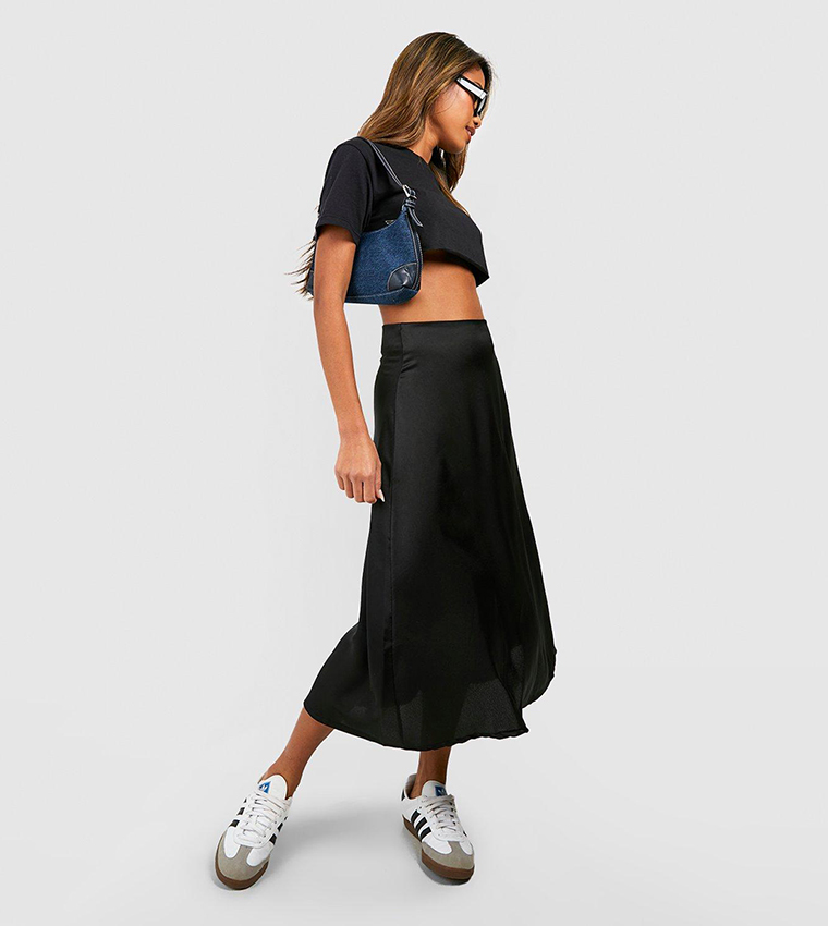 Satin Bias Midi Skirt