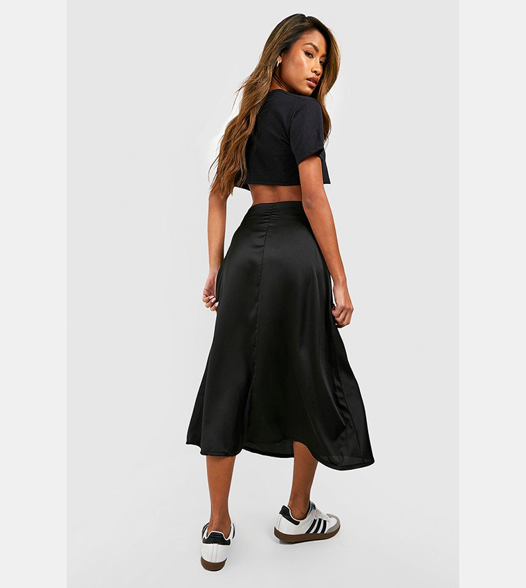 Satin Bias Midi Skirt