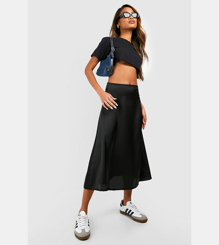 Satin Bias Midi Skirt