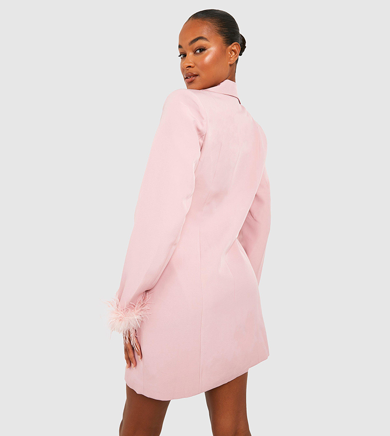 Buy Boohoo Outlet Tall Feather Detail Blazer Dress In Pink | 6thstreet  Bahrain