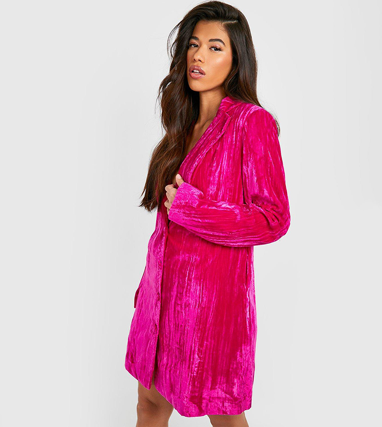 Pink velvet outlet blazer dress