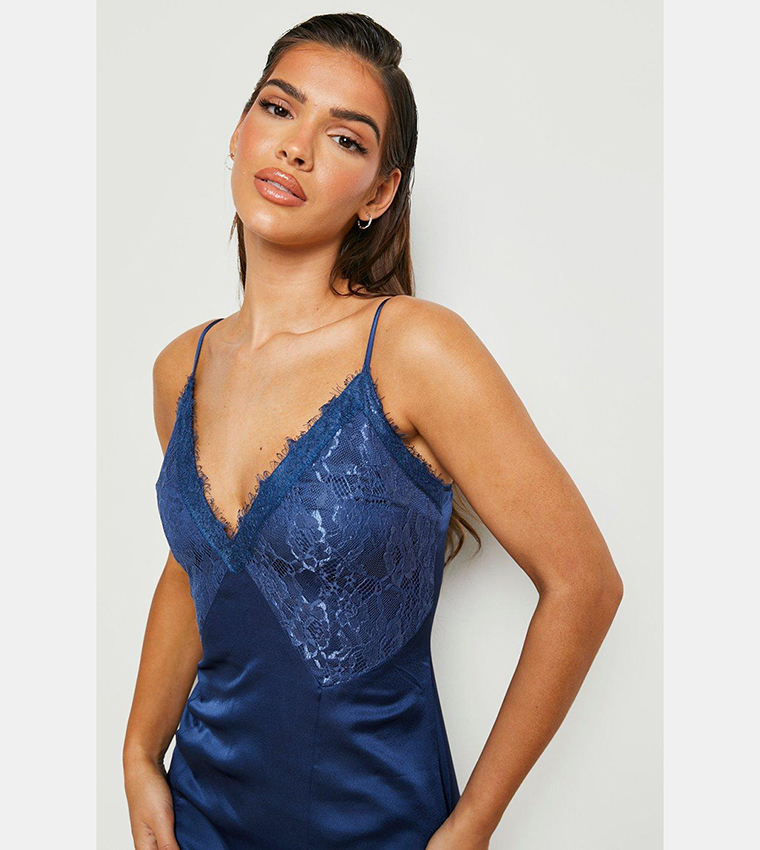 Satin Lace Mix Godet Maxi Dress