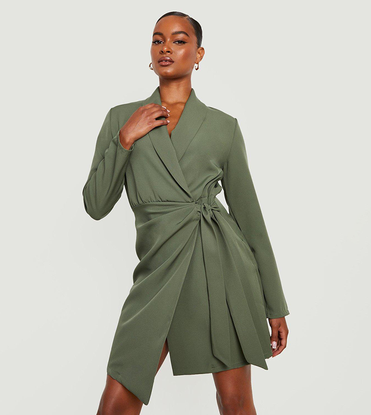 green emerald velvet dress Kylie Blazer Dress- Green  Muy Muy Boutique