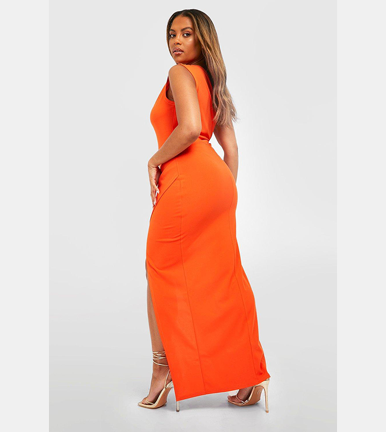 orange scuba dress AQUA FORMAL Women's Orange Scuba Side Cutout Embellished Strap Sheath Mini Dress