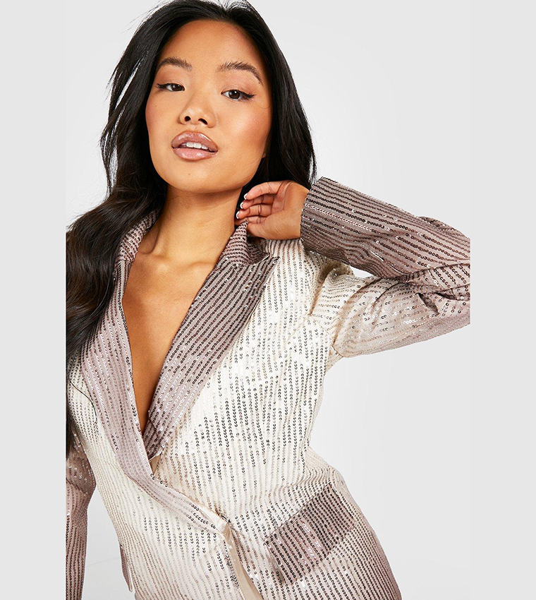 Buy Boohoo Ombre Sequin Blazer Dress In Brown 6thStreet Oman