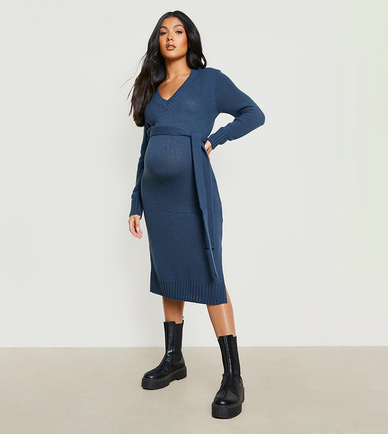 boohoo navy blue dress Navy boohoo Satin Open Back Cinched Slip Dress