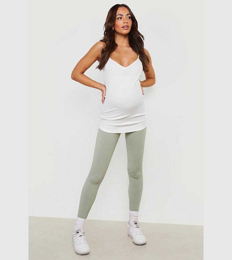 Buy Boohoo Maternity Ribbed Seamless Leggings In Green