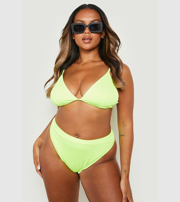 Neon yellow high waisted bikini bottoms online