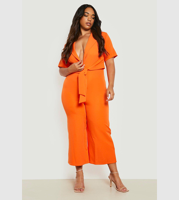 Orange front store knot jumpsuit