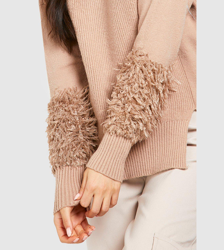 Fur sleeve jumper best sale