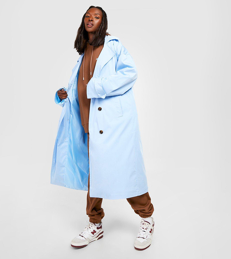 Buy Boohoo Oversized Double Breasted Trench Coat In Blue 6thStreet Bahrain