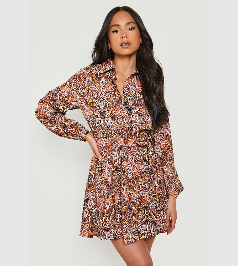 Paisley shirt shop dress boohoo