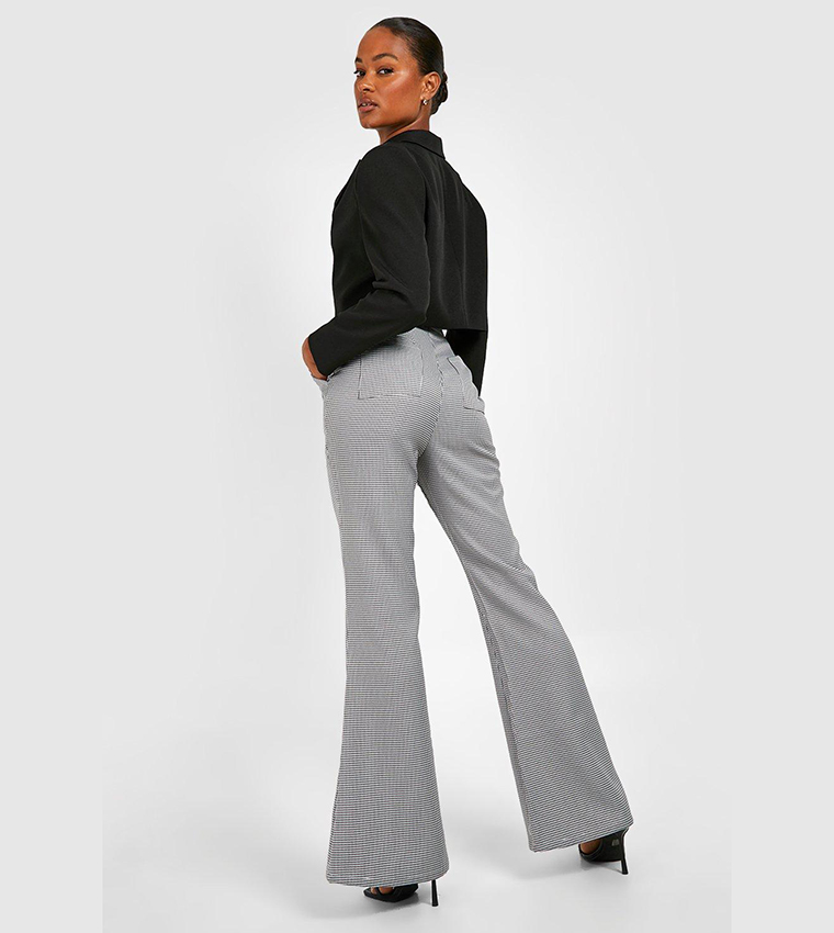 Straight-Leg High-Rise Houndstooth Pants - Tall, Tall