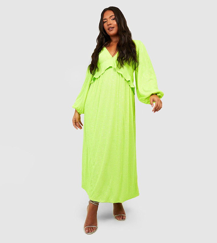 boohoo sequin ruffle maxi dress Black Abstract Crinkle Chiffon Ruffle Maxi Dress