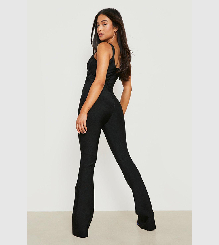 Bandage jumpsuit wide leg on sale