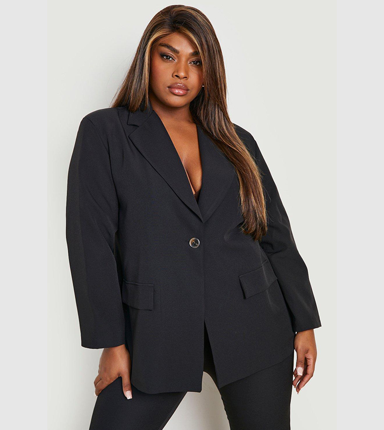 Buy Boohoo Plus Oversized Tailored Blazer In Black 6thStreet Kuwait