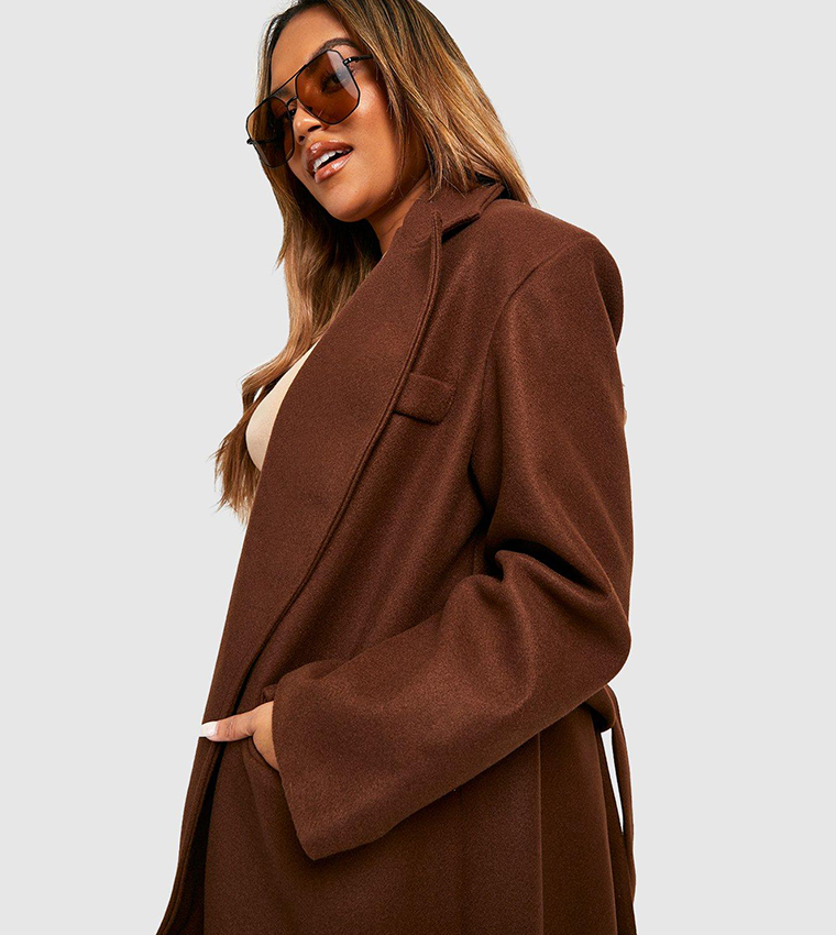 Plus Wool Look Waterfall Coat