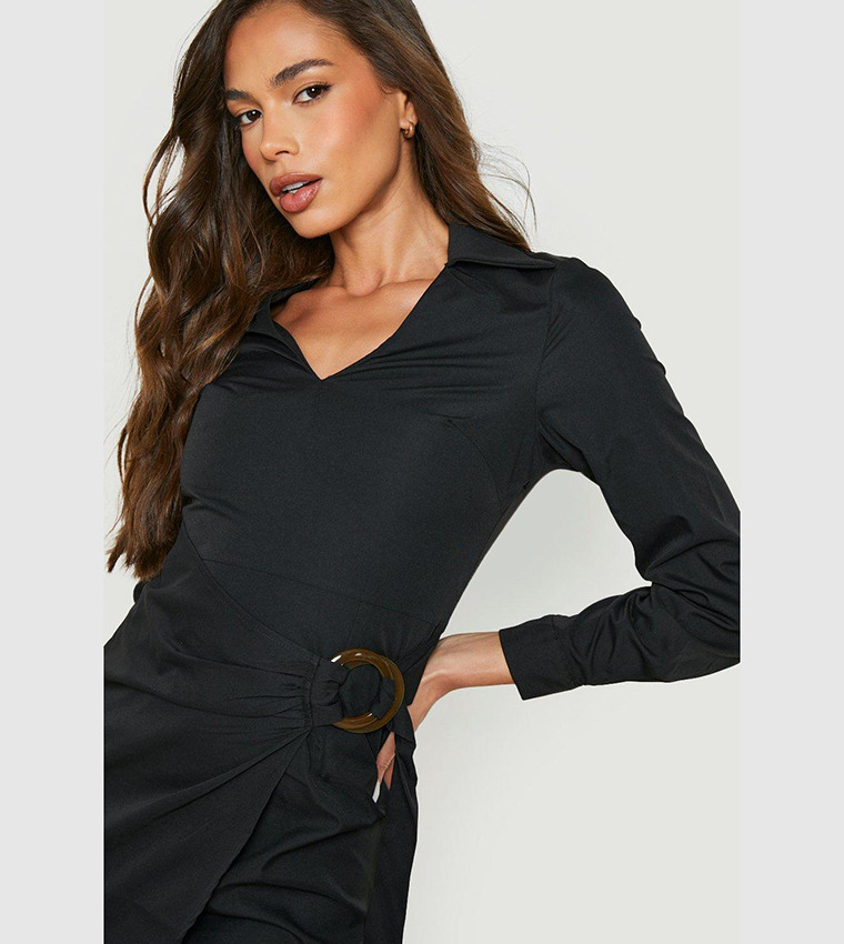 black ring detail shirt dress Women's Apt. 9 Short Sleeve 3-Ring Cutout Dress, Size: Small, Jet Black