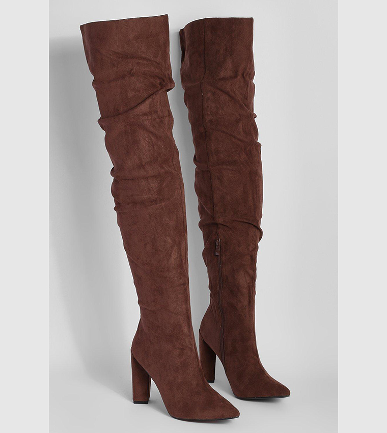 Thigh high hot sale block boots