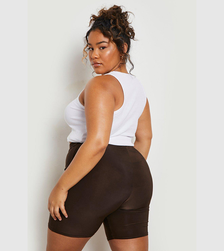 Brown Slinky Biker Shorts Brown Missy Empire Thickness Slinky