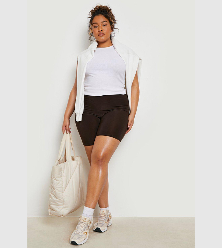 Buy Boohoo Plus Slinky Cycling Shorts In Brown 6thStreet UAE