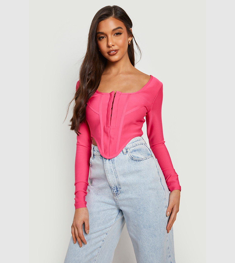 Buy Boohoo Tall Corset Top In Pink