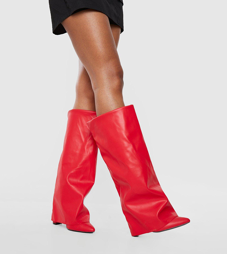 Boohoo on sale red boots