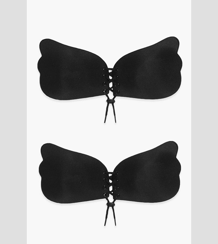 Buy Boohoo 2 Pack Stick On Enhance Lace Up Bra In Black 6thStreet