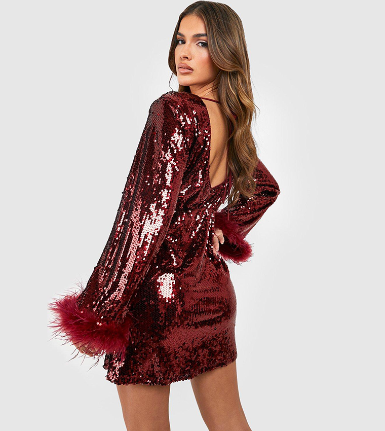 boohoo red sequin dress Sequin Red Dresses