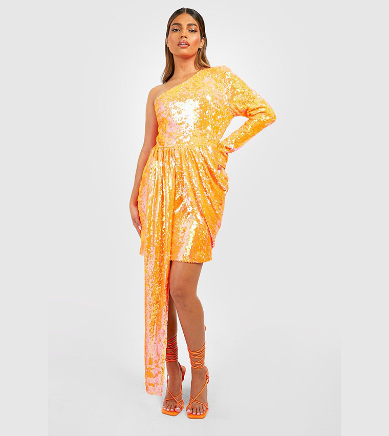 boohoo orange sequin dress Coast Women's Sequin Batwing Midi Dress in Orange | Size: 6