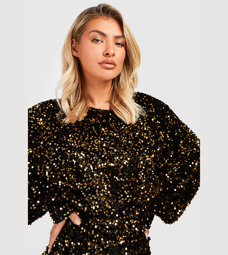 boohoo open back sequin dress Black Scoop Back Sleeveless Sequin Mini Dress