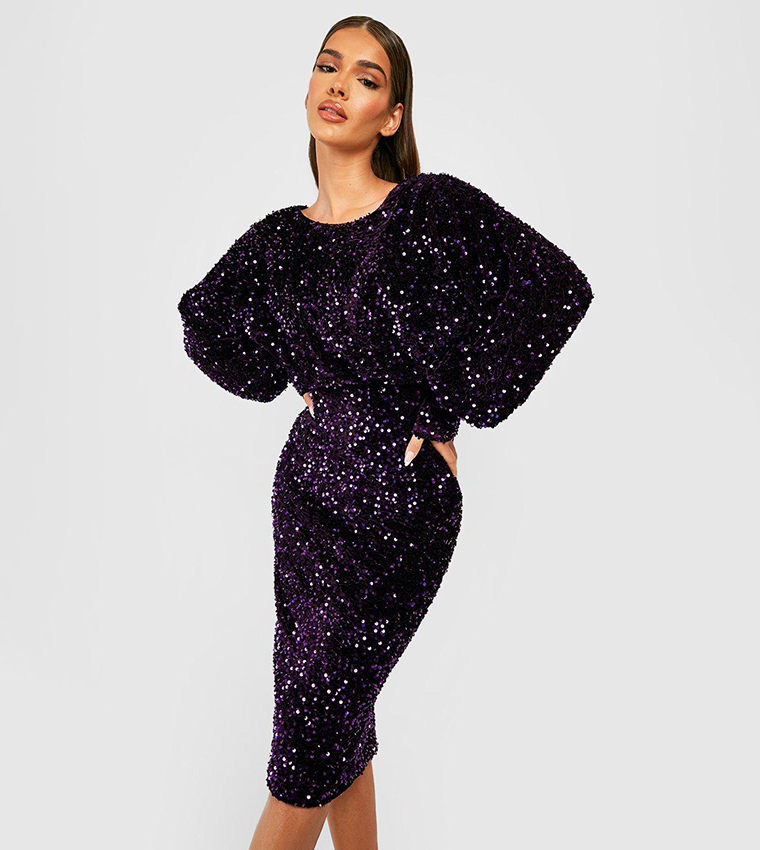 open lace back dress Portia & Scarlett PS108X Purple Sequin Cocktail Dress  Formalwear Outlet