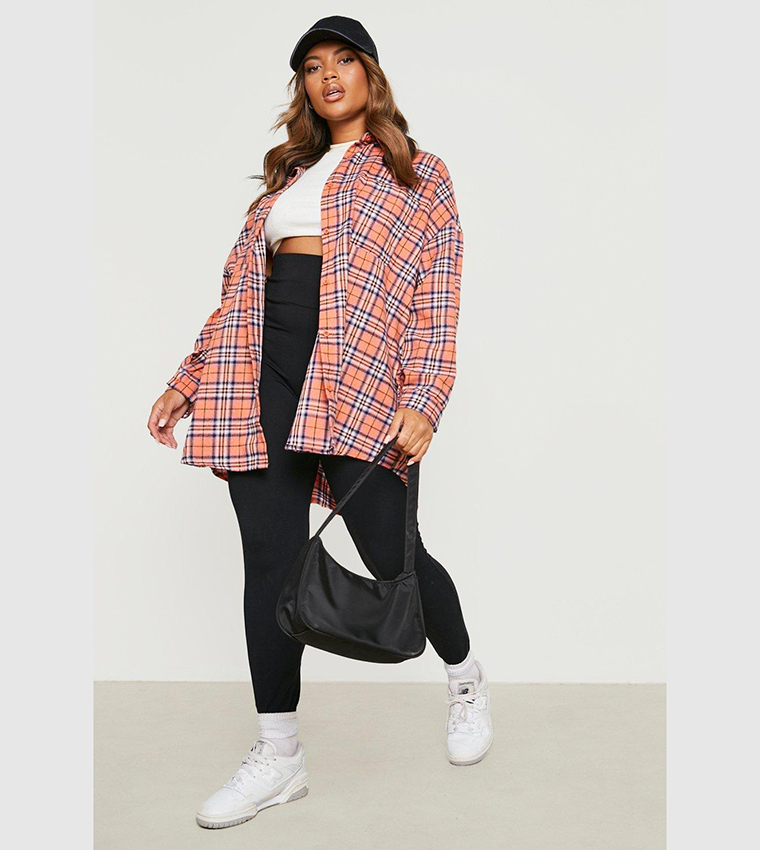 Boohoo Brushed Check Shacket Ladies Shackets Oversized Brushed