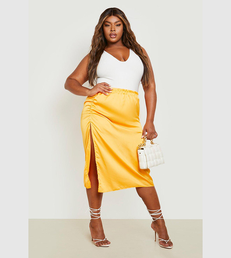 Plus size clearance ruched midi skirt