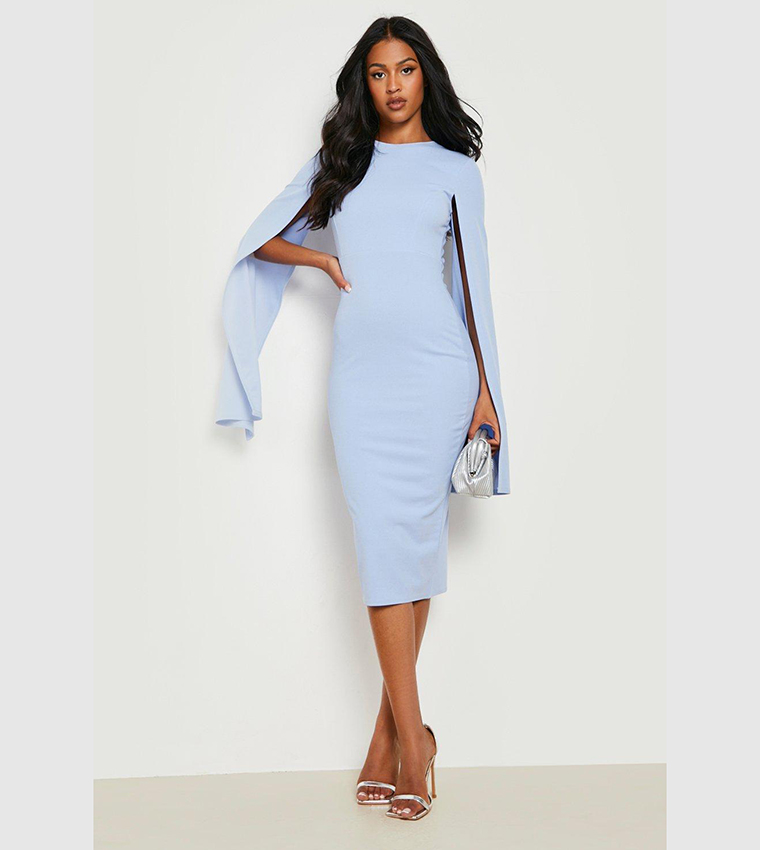 Cape sleeve bodycon midi dress online