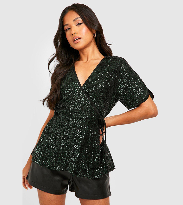 Khaki best sale sequin top