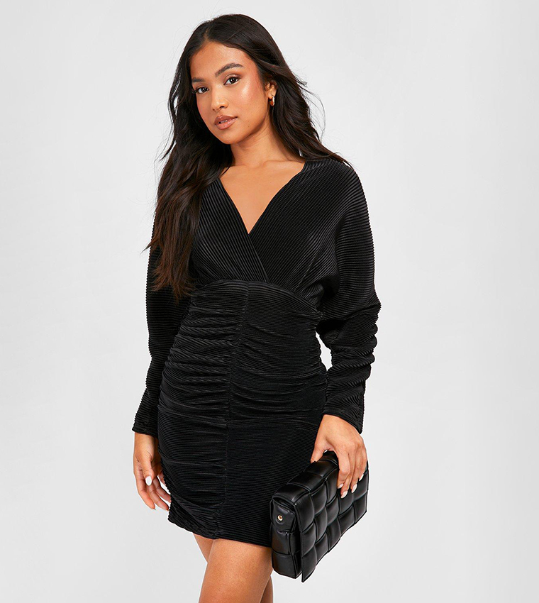 ruched bum mini dress Square Neck Scoop Back Ruched Bum Detail Mini Dress In Brown Slinky | EGO US
