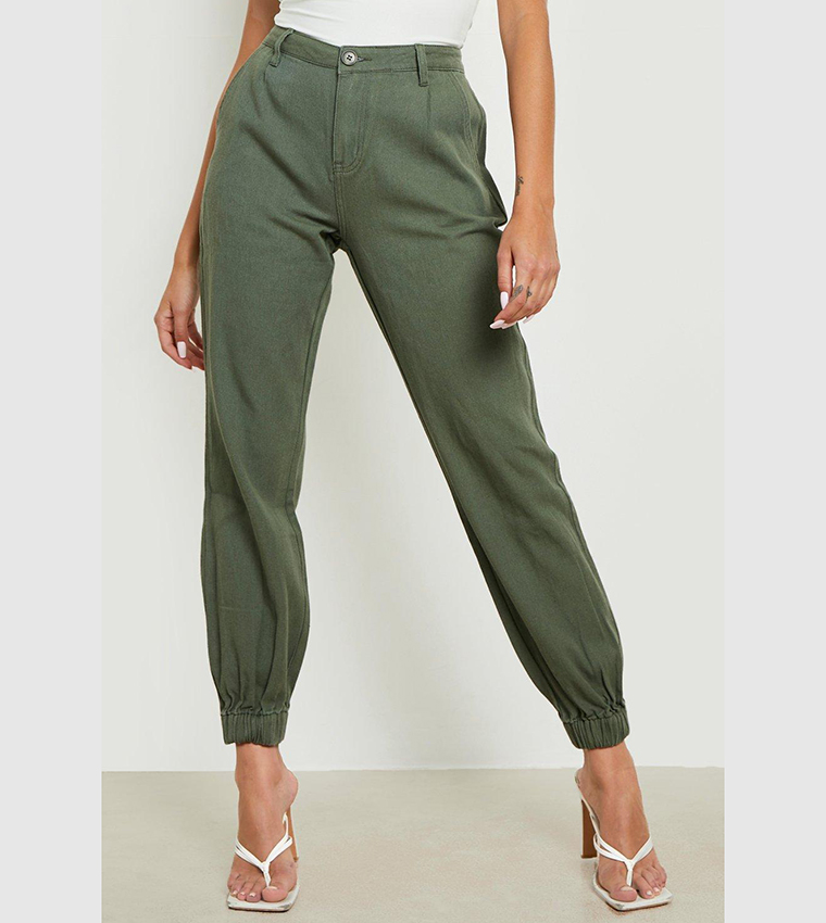 Buy Boohoo High Waisted Relax Fit Cargo Pants In Khaki | 6thStreet Qatar