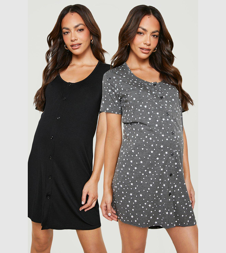 Maternity night dress with buttons best sale