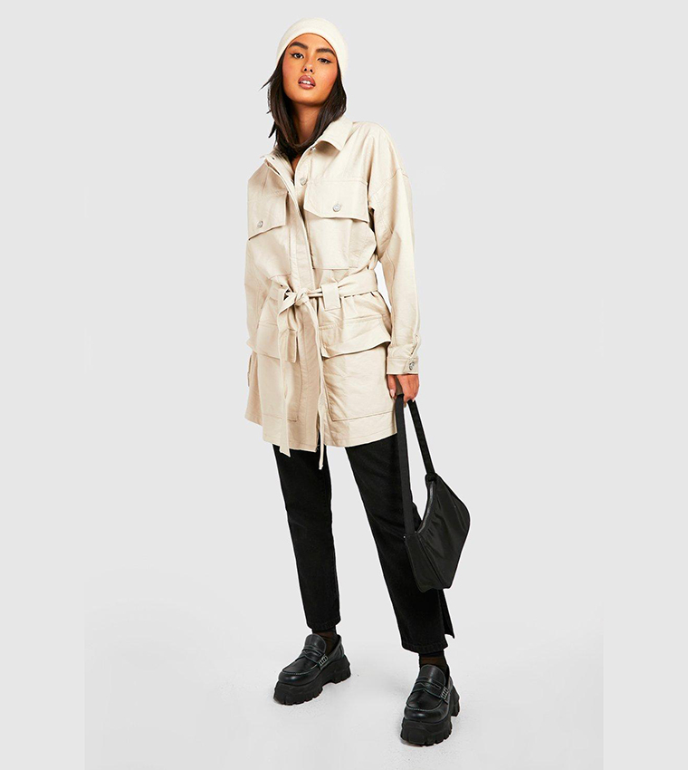 Faux leather hot sale utility jacket