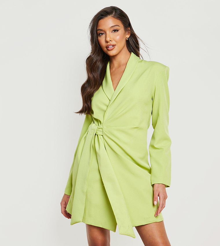 boohoo green blazer dress Buy Belted Wrap In prom dress 2018