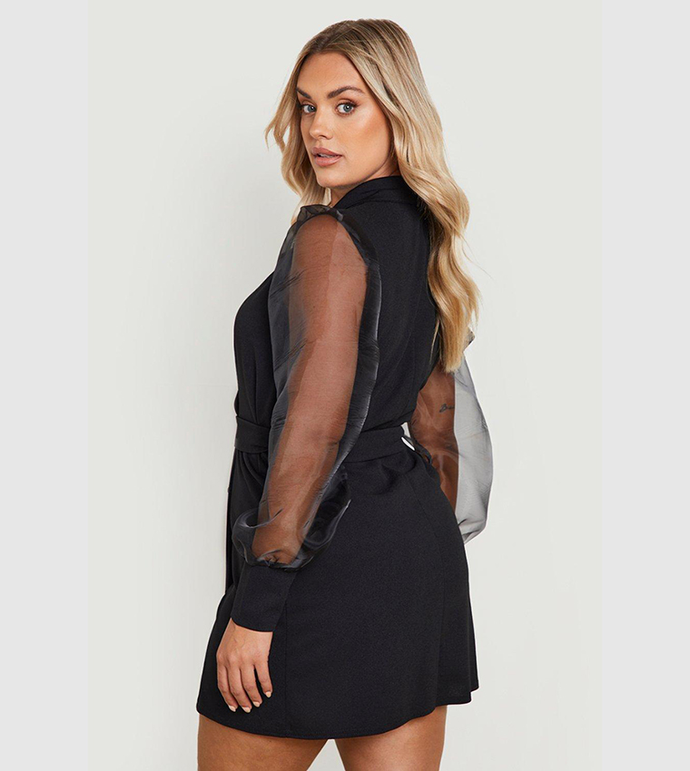 Buy Boohoo Organza Sleeves Blazer Dress In Black | 6thstreet Qatar
